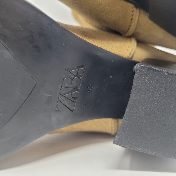 Zara Boots Women EU42 US11 Tan Suede Western Embroidered Cowgirl Rodeo Tall NEW - Picture 12 of 16